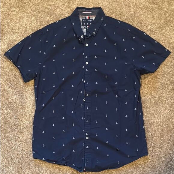 Denim & Flower Other - Denim & Flower Blue Casual Button Down Shirt with anchor Design